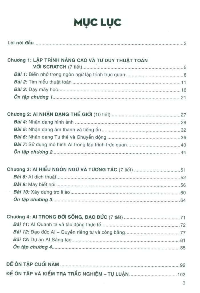 HƯỚNG DẪN GIẢI BÀI TẬP TRÍ TUỆ NHÂN TẠO (AI) LỚP 6
